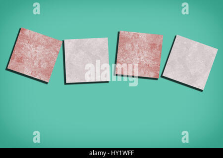 3d rendering of four square tiles on green background. Its a JPG image Stock Photo