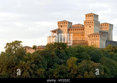 Torrechiara is a comune of Langhirano, in the province of Parma, in Emilia-Romagna, northern Italy. It is especially known for its massive castle, bui Stock Photo