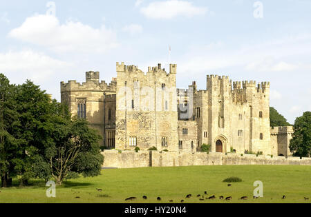 Raby Castle is situated near Staindrop in County Durham and is one of the largest inhabited castles in England. The Grade I listed building has opulen Stock Photo