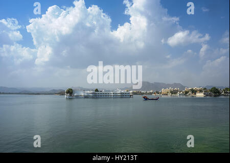 View across Lake Pichola to Lake Palace from City Palace, Udaipur Stock Photo