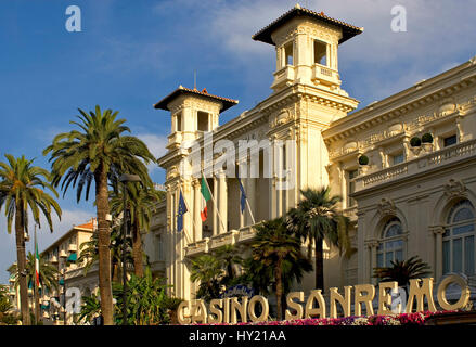 The wellknown Casino Municipale of San Remo in Ligurien, Nordwestitalien.  Das Casino Municipale von San Remo in Ligurien, Nordwestitalien. Im pompÃ¶s Stock Photo