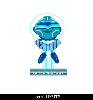 Cute Robot. funny Blue chatbot. concept of facial Stock Vector