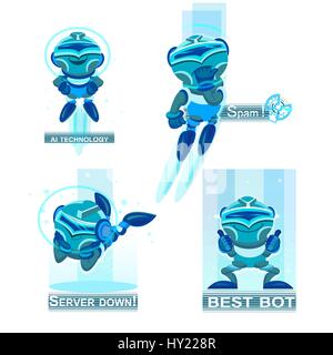 Blue chatbots icons Isolated on white background. Stock Vector