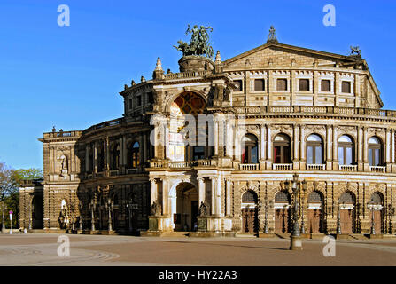 Image of the famous historic Semper Oper in the old town of Dresden, Germany. Stock Photo