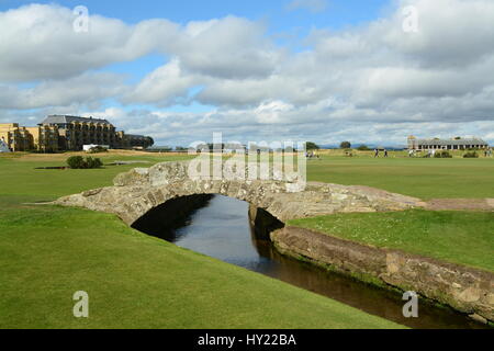 The Famous Swilcan Bridge On The Golf Course of St. Andrews in Scotland, UK Stock Photo