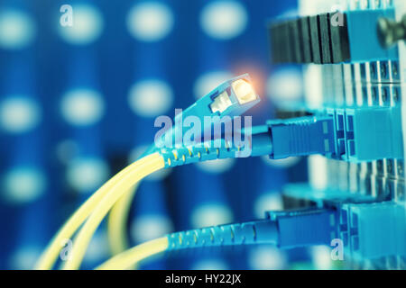 optical fibre information technology equipment in data center Stock Photo