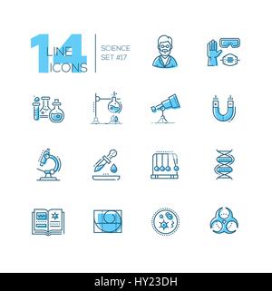 Science - coloured modern single line icons set Stock Vector