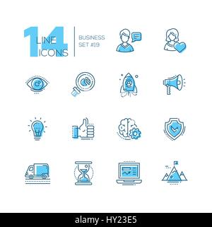 Business - coloured modern single line icons set Stock Vector