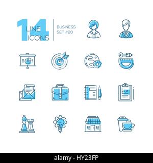 Business - coloured modern single line icons set Stock Vector