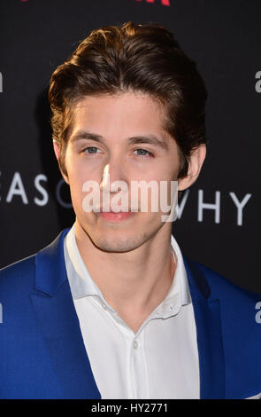 Brandon Larracuente attend the Premiere of Netflix's '13 Reasons Why' at Paramount Pictures on March 30, 2017 in Los Angeles, California. Stock Photo