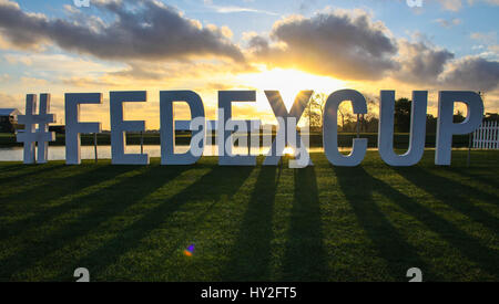 Humble, Texas, USA. 1st Apr, 2017. Sunrise before the third round of theFedEx Cup Shell Houston Open at the Golf Club of Houston in Humble, Texas. John Glaser/CSM/Alamy Live News Stock Photo