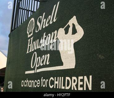 Humble, Texas, USA. 1st Apr, 2017. Shell Houston Open sigh at the third round of the Shell Houston Open at the Golf Club of Houston in Humble, Texas. John Glaser/CSM/Alamy Live News Stock Photo