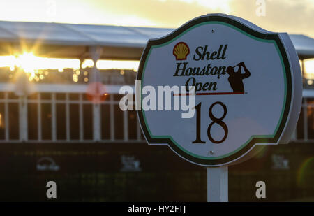 Humble, Texas, USA. 1st Apr, 2017. The 18th green prior to the start of the third round of the Shell Houston Open at the Golf Club of Houston in Humble, Texas. John Glaser/CSM/Alamy Live News Stock Photo