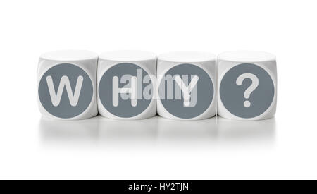 Letter dice on a white background - Why Stock Photo