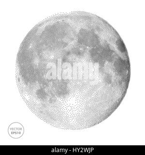 Moon vector illustration. Space abstract spotted texture. Stock Vector