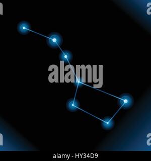 A vector illustration of the Big Dipper star constellation. Stock Vector