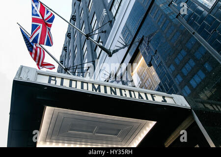 An awning over a Lexington Avenue entrance to the Bloomingdale's department store. Stock Photo