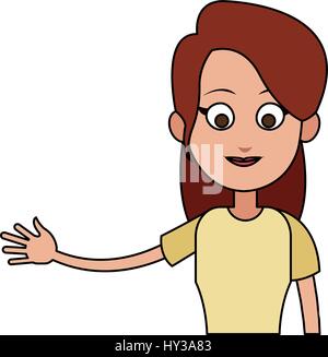 happy woman waving hand cartoon icon image  Stock Vector