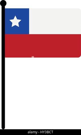 chile flag icon illustrated on white background in vector Stock Vector
