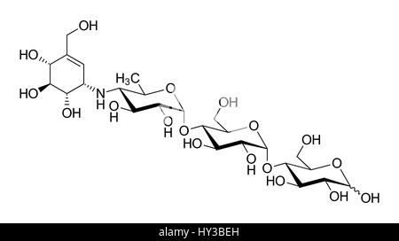 Acarbose diabetes drug molecule Stock Photo - Alamy
