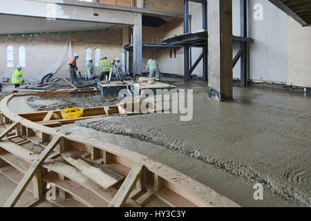 church renovation, concrete pouring, building Stock Photo