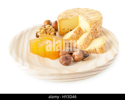 Round wooden board isolated on white background. Top view of chopping board  Stock Photo - Alamy
