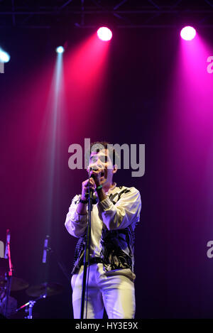 BARCELONA - JUN 2: Neon Indian (band) perform in concert at Primavera Sound 2016 Festival on June 2, 2016 in Barcelona, Spain. Stock Photo