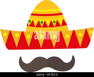 Sombrero icon, flat style. Mexican traditional clothing. Isolated on white background. Vector illustration, clip-art. Stock Vector