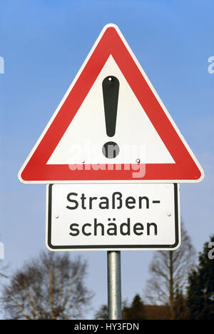 Warning street damages, Warnschild Straßenschäden