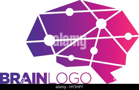Digital human brain - vector logo concept illustration. Mind sign Stock Vector