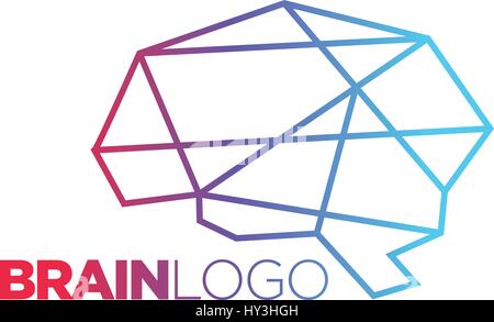 Digital human brain - vector logo concept illustration. Mind sign Stock Vector