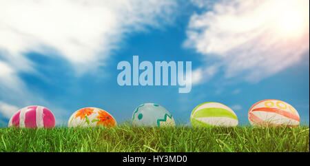 Grass against view of a blue sky Stock Photo