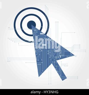 Electronic circuit branching from a computer arrow. Clean design. Stock Vector