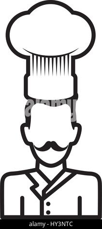 chef mustache hat vector icon illustration draw Stock Vector