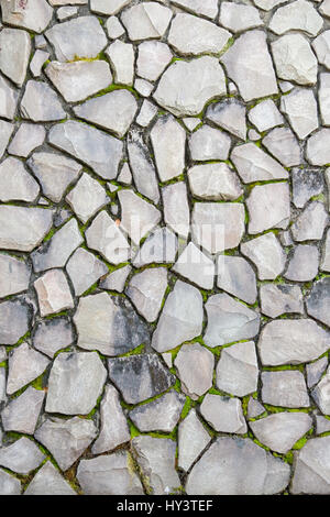 Different shape rocks in stone wall in Okunoshima, Japan Stock Photo