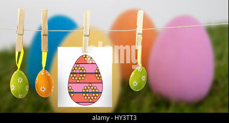 PE047 easter 01 bs nf against painted easter eggs arranged on grass Stock Photo