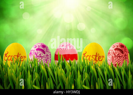 Grass growing outdoors against field against glowing lights Stock Photo