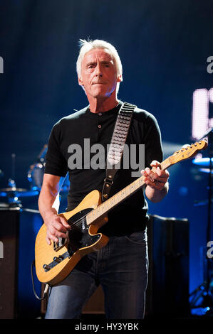 Paul Weller on stage during a fundraising concert for the Teenage Cancer Trust at the Royal Albert Hall in London. Stock Photo