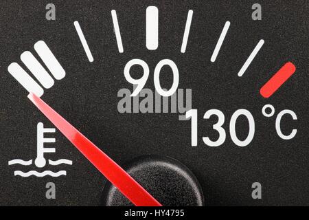 temperature gauge in car dashboard - cold Stock Photo