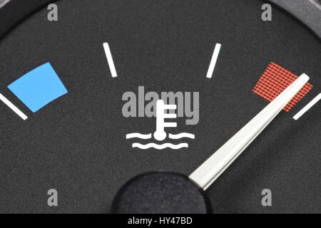 temperature gauge in car dashboard - hot Stock Photo
