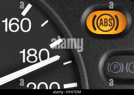 ABS warning light in car dashboard Stock Photo