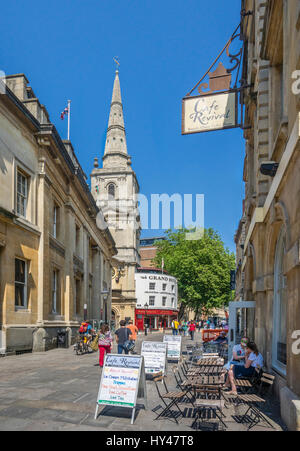 United Kingdom, South West England, Bristol, Corn Street with view of Christ Church with St Ewen, one of the principal streets in the historic centre  Stock Photo