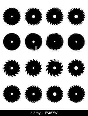 Black silhouettes of different circular saw blades, vector Stock Photo ...