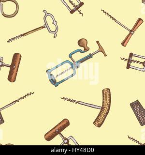 Seamless background with corkscrew engraved vintage pattern. Stock Vector