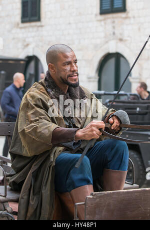 'Robin Hood: Origins' production closes part of the main street in Dubrovnik to film scenes  Featuring: stunt double Where: Dubrovnik, Croatia When: 28 Feb 2017 Credit: WENN.com  **Only available for publication in UK, USA, Germany, Austria, Switzerland** Stock Photo