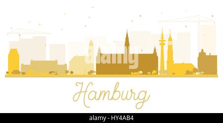 Hamburg City skyline golden silhouette. Vector illustration. Simple flat concept for tourism presentation, banner, placard or web site. Stock Vector