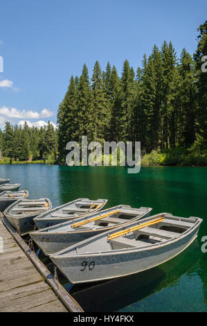 Row Boats At Clear Lake Resort Dock Cascade Mountains Oregon