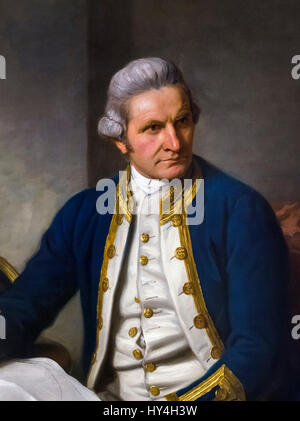 Captain Cook. Portrait of Captain James Cook (1728-1779) by Nathaniel Dance, oil on canvas, 1776. Detail of a larger painting, HY4H3Y. Stock Photo