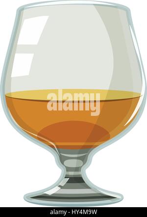 Glass of scotch or whiskey icon, cartoon style Stock Vector