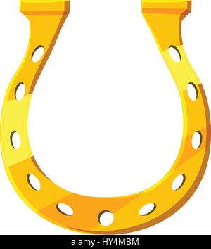 Golden horseshoe icon, cartoon style Stock Vector